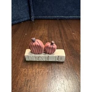 Vtg Blossom Bucket Primitive Folk Art "Fall" Blocks wPumpkins Suzi Skoglund 2003